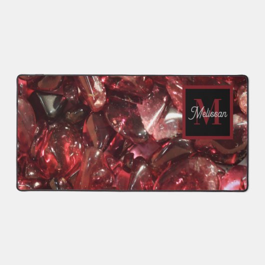 Garnet Birthstone Monogram Personalized Name デスクマット (正面)