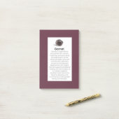 Garnet Crystal意味ジュエリーのサイン後のメモ ポストイット (デスク上)