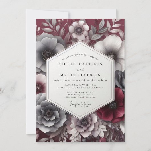 Garnet Gloaming Posy Wedding 招待状 (正面)