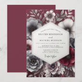 Garnet Gloaming Posy Wedding 招待状 (正面/裏面)