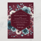 Garnet Slate Moody Bloom Wedding 招待状 (正面)