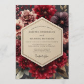 Garnet Sumptuous Dahlia Wedding 招待状 (正面)
