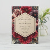 Garnet Sumptuous Dahlia Wedding 招待状 (スタンド正面)