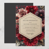 Garnet Sumptuous Dahlia Wedding 招待状 (正面/裏面)