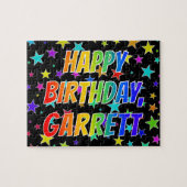 「GARRETT」名、おもしろい「ハッピーバースデー」 ジグソーパズル (横)