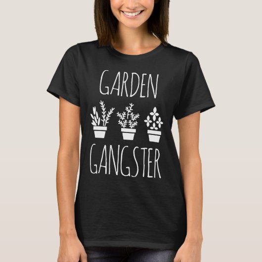 Garten Gangster Blumentopf Pflanzen Tシャツ (正面)