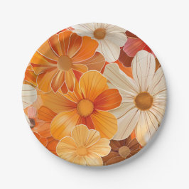 Gartenparty Retro 1970er Stil ペーパープレート