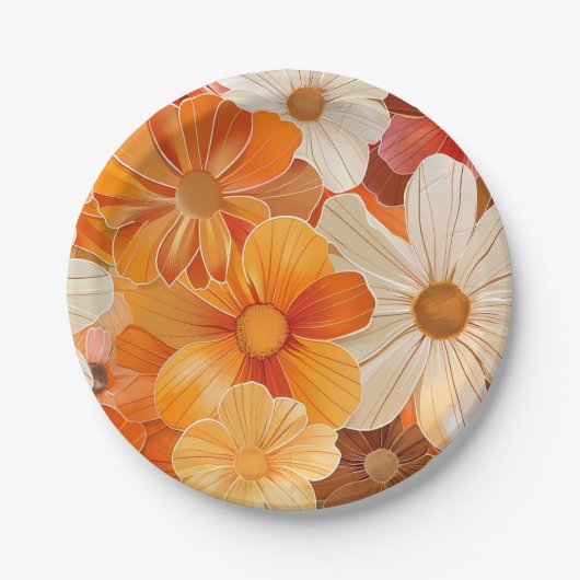 Gartenparty Retro 1970er Stil ペーパープレート (正面)