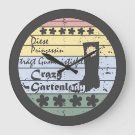 Gärtnerin, Gartenlady, Gummistiefel Prinzessin ラージ壁時計