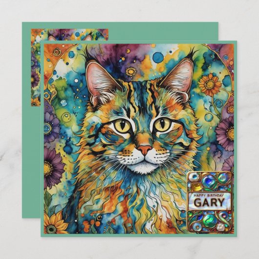 GARY ～誕生日カード～ Cat Multicolors～ (正面/裏面)