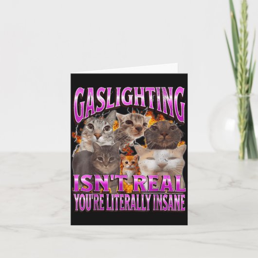 Gaslighting Isn't Real Funny Cat Meme Bootleg Grap カード (正面)