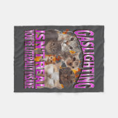 Gaslighting Isn't Real Funny Cat Meme Bootleg Grap フリースブランケット (正面(横))
