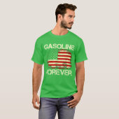 Gasoline Forever Funny Gas Cars Lover USA Flag gif Tシャツ (正面フル)