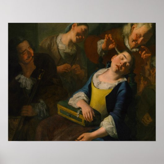 Gaspare Traversi – 眠っている女の子をいじめる ポスター (正面)