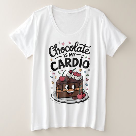 Gâteau au chocolat : une dose de bonheur pour le c プラスサイズTシャツ (デザイン正面)