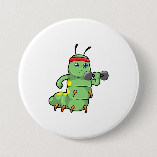 Gaterpillar at Strengthトレーニングとダンベル 缶バッジ (正面)