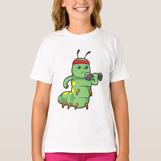 Gaterpillar at Strengthトレーニングとダンベル Tシャツ (正面)