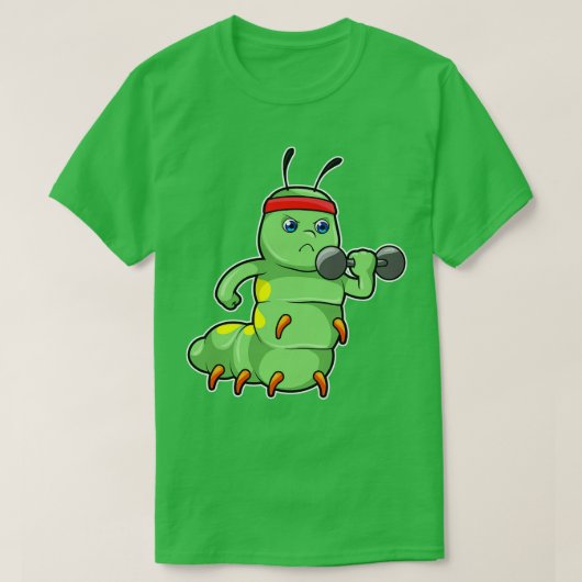 Gaterpillar at Strengthトレーニングとダンベル Tシャツ (デザイン正面)
