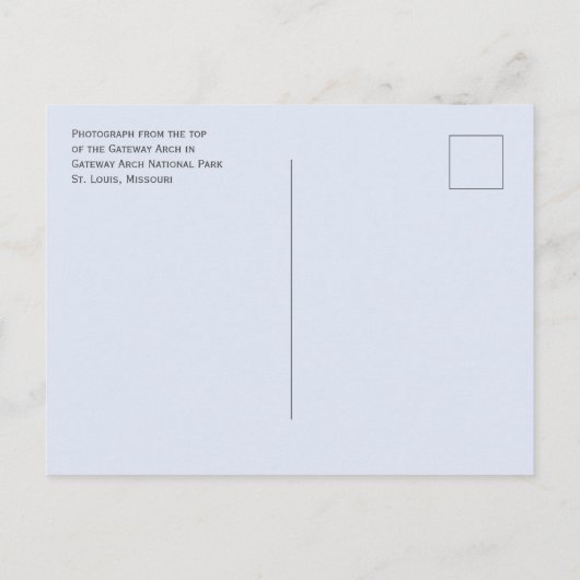 Gateway Archの上から見る、セントルイス ポストカード (裏面)