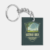 Gateway Arch National Park Illustration Retro Art キーホルダー (正面左)