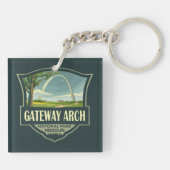Gateway Arch National Park Illustration Retro Art キーホルダー (裏面)