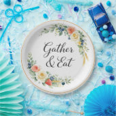 Gather & Eat Elegant Floral Dinner Plate ペーパープレート (パーティー)