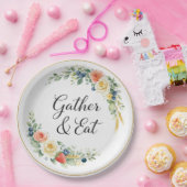 Gather & Eat Elegant Floral Dinner Plate ペーパープレート (パーティー)