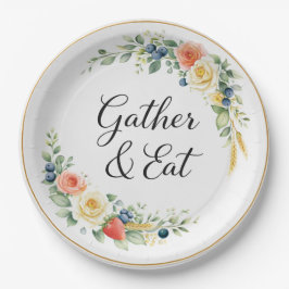 Gather & Eat Elegant Floral Dinner Plate ペーパープレート