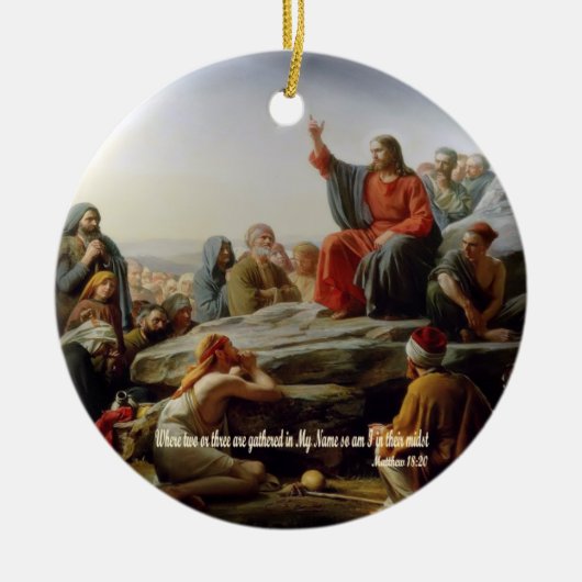 Gather in My Name - Matt 18:20聖なる書物、 経典 セラミックオーナメント (正面)