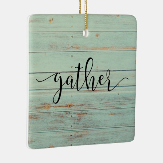 Gather Script Wood Sage Greenヴィンテージ セラミックオーナメント (右)