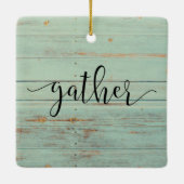 Gather Script Wood Sage Greenヴィンテージ セラミックオーナメント (裏面)
