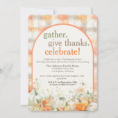 Gather Together Gingham Thanksgiving Invitation 招待状 (正面)