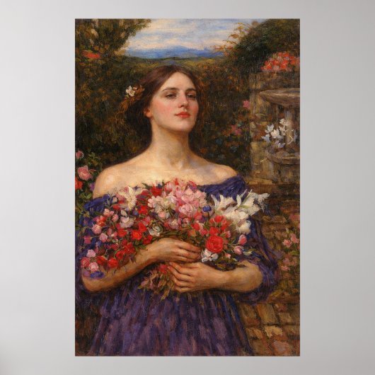 Gather Ye Rosebuds by John William Waterhouse ポスター (正面)