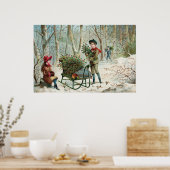 Gathering Christmas Holly  c.1890 ポスター (キッチン)