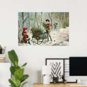 Gathering Christmas Holly  c.1890 ポスター (ホームオフィス)