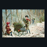 Gathering Christmas Holly  c.1890 ポスター<br><div class="desc">See more of our vintage art collections at www.VictorianTraditions.com</div>