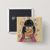 Gathering Loveハートボタンラペルピン 缶バッジ (正面&裏面)