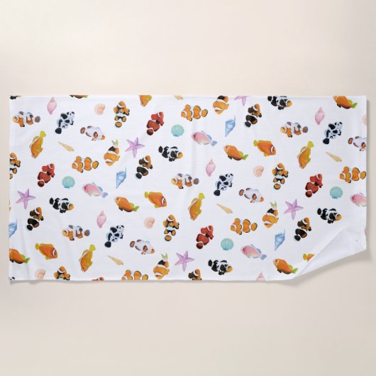 Gathering of Clownfish | Ocean Art Design ビーチタオル (正面)