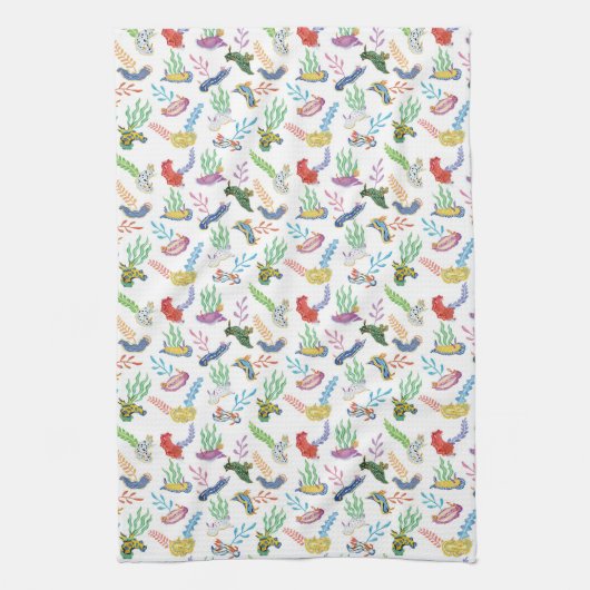Gathering of Nudibranchs | Ocean Art Design キッチンタオル (縦)