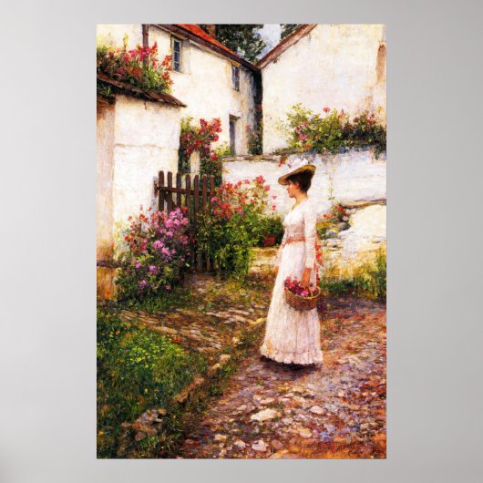 Gathering Summer Flowers in a Devonshire Garden ポスター (正面)