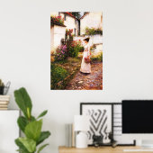 Gathering Summer Flowers in a Devonshire Garden ポスター (ホームオフィス)