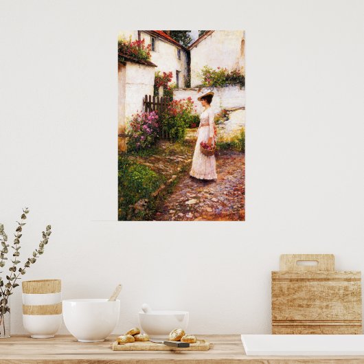 Gathering Summer Flowers in a Devonshire Garden ポスター (キッチン)