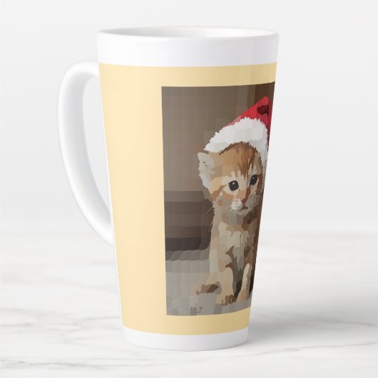 Gatinho fofo com chapéu do papai Noel. カフェラテマグ (左アングル)