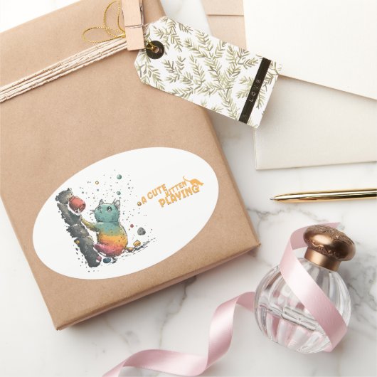 Gatito Travieso 楕円形シール (ギフト)