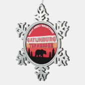 Gatlinburgテネシー州の素晴らしい煙山 スノーフレークピューターオーナメント (右)