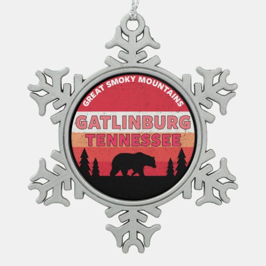 Gatlinburgテネシー州の素晴らしい煙山 スノーフレークピューターオーナメント (正面)
