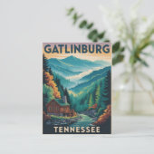 Gatlinburg Tennessee Great Smoking Mountains Paint ポストカード (スタンド正面)