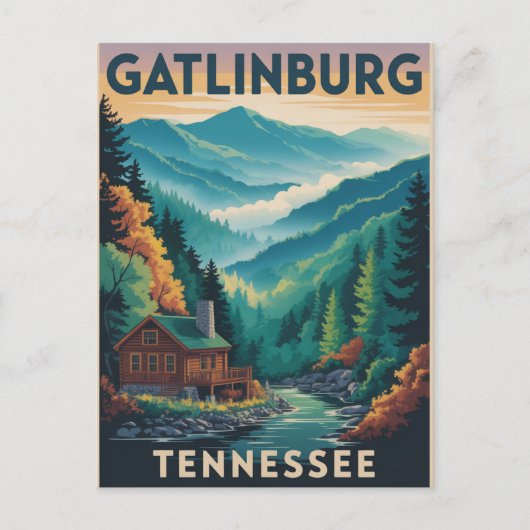 Gatlinburg Tennessee Great Smoking Mountains Paint ポストカード (正面)