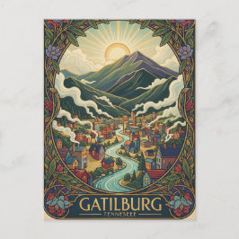 Gatlinburg Tennessee Illustration Vintage design ポストカード