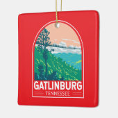 Gatlinburg Tennessee Travel Art Emblem セラミックオーナメント (左)